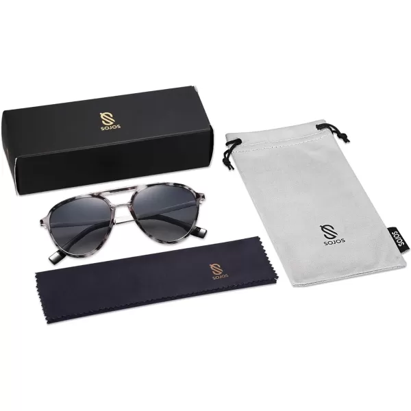 SOJOS Retro Aviator Polarized Sunglasses for Women Men Double Bridge Ladies ShadesTortoise Grey