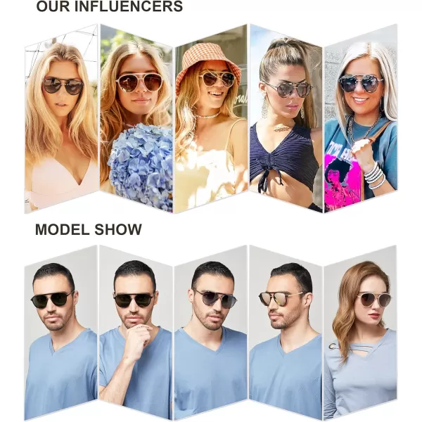 SOJOS Retro Aviator Polarized Sunglasses for Women Men Double Bridge Ladies ShadesTransparent Brown