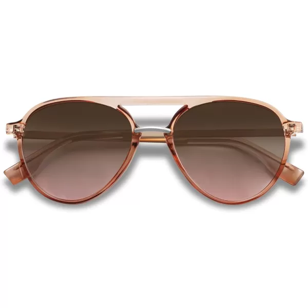 SOJOS Retro Aviator Polarized Sunglasses for Women Men Double Bridge Ladies ShadesTransparent Brown