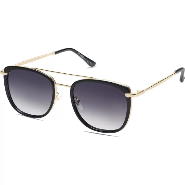 SOJOS Retro Aviator Square Polarized Sunglasses For Women MenVintage Womens Sun Glasses Shades UV400 SJ2180BlackGrey Grading