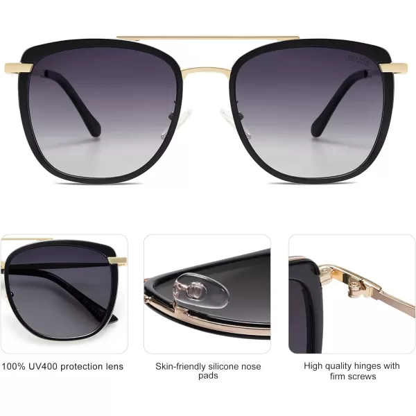 SOJOS Retro Aviator Square Polarized Sunglasses For Women MenVintage Womens Sun Glasses Shades UV400 SJ2180BlackGrey Grading