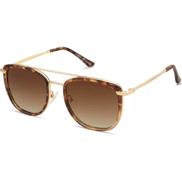 SOJOS Retro Aviator Square Polarized Sunglasses For Women MenVintage Womens Sun Glasses Shades UV400 SJ2180Brown TortoiseBrown Grading
