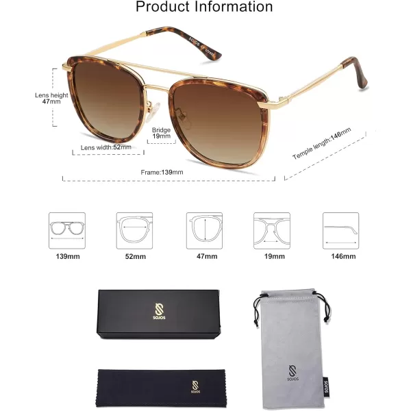 SOJOS Retro Aviator Square Polarized Sunglasses For Women MenVintage Womens Sun Glasses Shades UV400 SJ2180Brown TortoiseBrown Grading