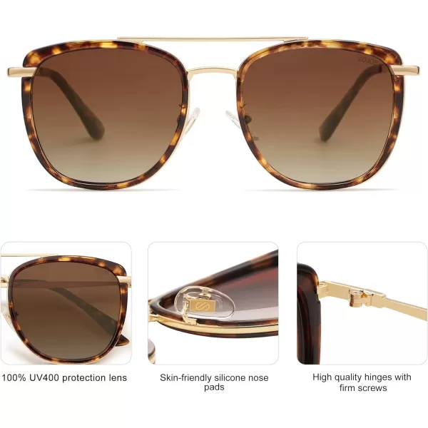SOJOS Retro Aviator Square Polarized Sunglasses For Women MenVintage Womens Sun Glasses Shades UV400 SJ2180Brown TortoiseBrown Grading