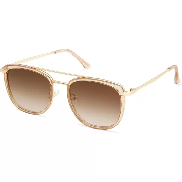 SOJOS Retro Aviator Square Polarized Sunglasses For Women MenVintage Womens Sun Glasses Shades UV400 SJ2180Crystal BrownBrown Grading