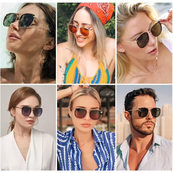 SOJOS Retro Aviator Square Polarized Sunglasses For Women MenVintage Womens Sun Glasses Shades UV400 SJ2180Crystal BrownBrown Grading