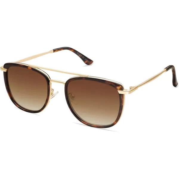 SOJOS Retro Aviator Square Polarized Sunglasses For Women MenVintage Womens Sun Glasses Shades UV400 SJ2180Dark TortoiseBrown Grading
