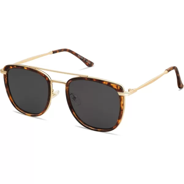 SOJOS Retro Aviator Square Polarized Sunglasses For Women MenVintage Womens Sun Glasses Shades UV400 SJ2180TortoiseGrey