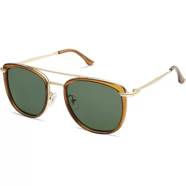 SOJOS Retro Aviator Square Polarized Sunglasses For Women MenVintage Womens Sun Glasses Shades UV400 SJ2180Transparent OliviaGreen