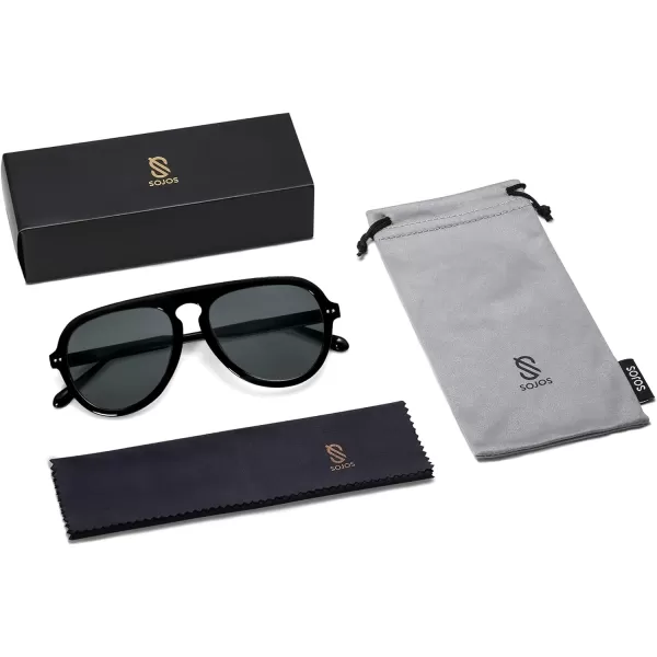 SOJOS Retro Aviator Sunglasses Womens Mens Vintage Plastic Frame Shades Lentes De Sol Para Mujer SJ2255Black