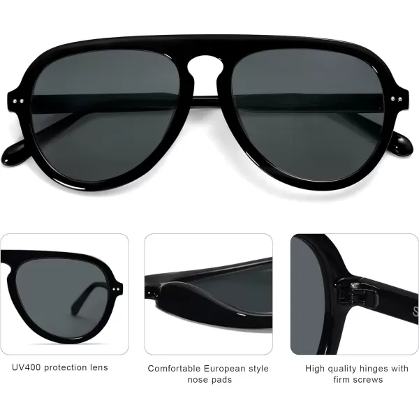 SOJOS Retro Aviator Sunglasses Womens Mens Vintage Plastic Frame Shades Lentes De Sol Para Mujer SJ2255Black