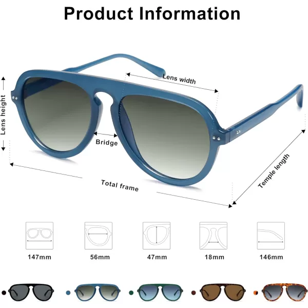 SOJOS Retro Aviator Sunglasses Womens Mens Vintage Plastic Frame Shades Lentes De Sol Para Mujer SJ2255Blue