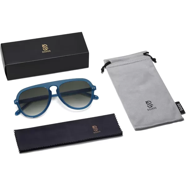 SOJOS Retro Aviator Sunglasses Womens Mens Vintage Plastic Frame Shades Lentes De Sol Para Mujer SJ2255Blue