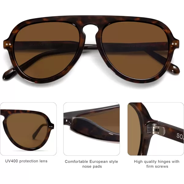 SOJOS Retro Aviator Sunglasses Womens Mens Vintage Plastic Frame Shades Lentes De Sol Para Mujer SJ2255Brown