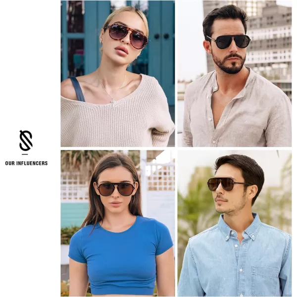 SOJOS Retro Aviator Sunglasses Womens Mens Vintage Plastic Frame Shades Lentes De Sol Para Mujer SJ2255Brown