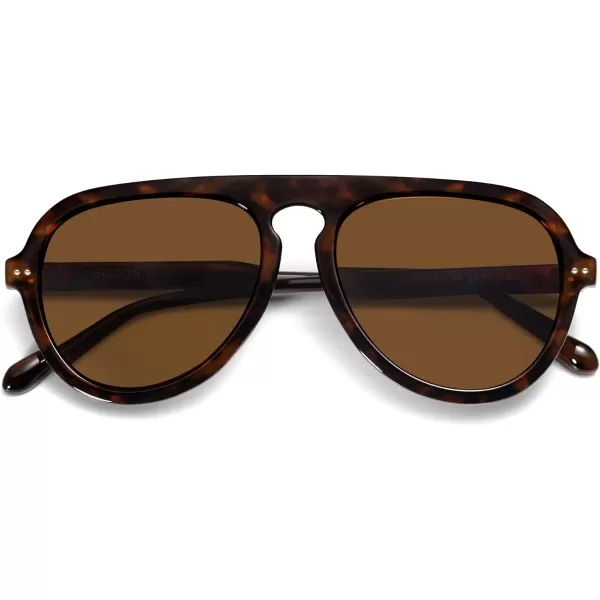 SOJOS Retro Aviator Sunglasses Womens Mens Vintage Plastic Frame Shades Lentes De Sol Para Mujer SJ2255Brown