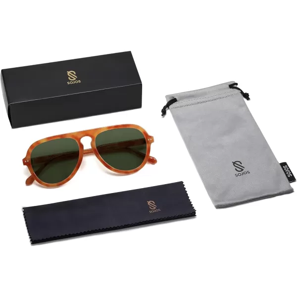 SOJOS Retro Aviator Sunglasses Womens Mens Vintage Plastic Frame Shades Lentes De Sol Para Mujer SJ2255Yellow