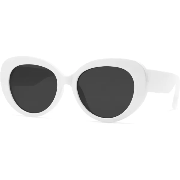 SOJOS Retro Cat Eye Polarized Sunglasses Womens Vintage Shades Trendy Designer Sun Glasses UV Protection SJ2261White