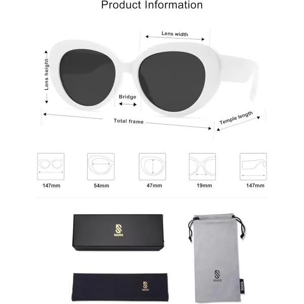 SOJOS Retro Cat Eye Polarized Sunglasses Womens Vintage Shades Trendy Designer Sun Glasses UV Protection SJ2261White