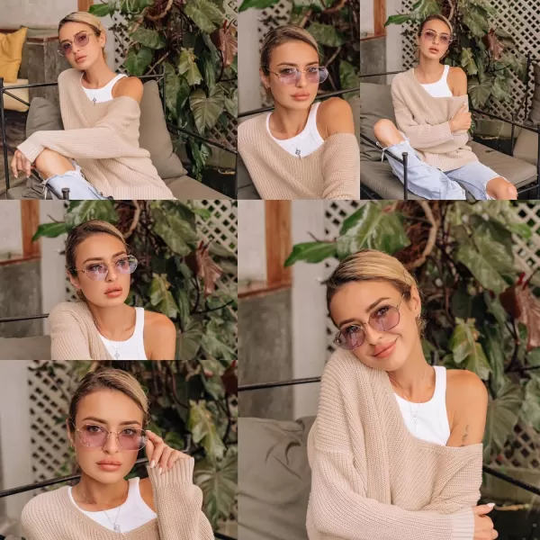 SOJOS Retro Hexagon Sunglasses for Women Trendy Polygon Sun Glasses UV400 Protective SJ1190Gold Frame Purple Lens Purple