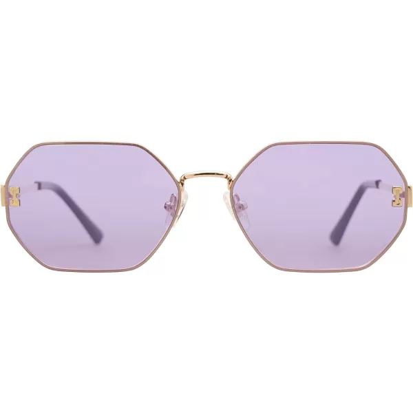 SOJOS Retro Hexagon Sunglasses for Women Trendy Polygon Sun Glasses UV400 Protective SJ1190Gold Frame Purple Lens Purple