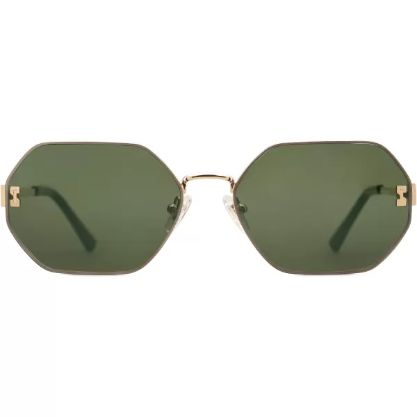 SOJOS Retro Hexagon Sunglasses for Women Trendy Polygon Sun Glasses UV400 Protective SJ1190Gold Frame Turquoise Lens Turquoise