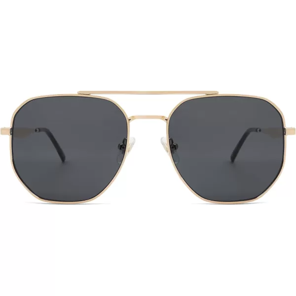 SOJOS Retro Hexagonal Sunglasses for Women Men Classic Vintage UV400 Double Bridge Square Sunnies SJ1222GoldBlack