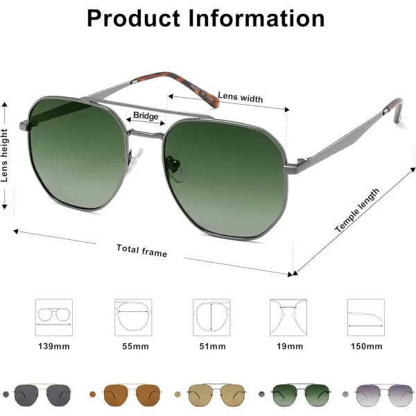 SOJOS Retro Hexagonal Sunglasses for Women Men Classic Vintage UV400 Double Bridge Square Sunnies SJ1222GreyGradient Green