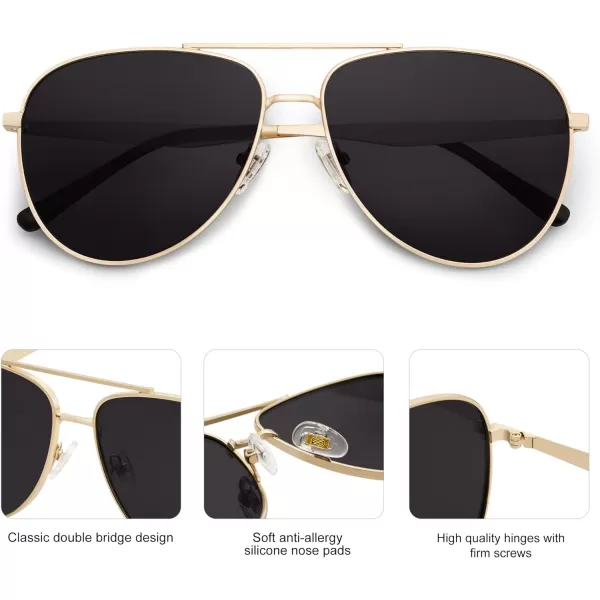 SOJOS Retro Oversized Aviator Polarized Sunglasses for Women Men Classic Large Metal Sun Glasses SJ1207AGoldGrey