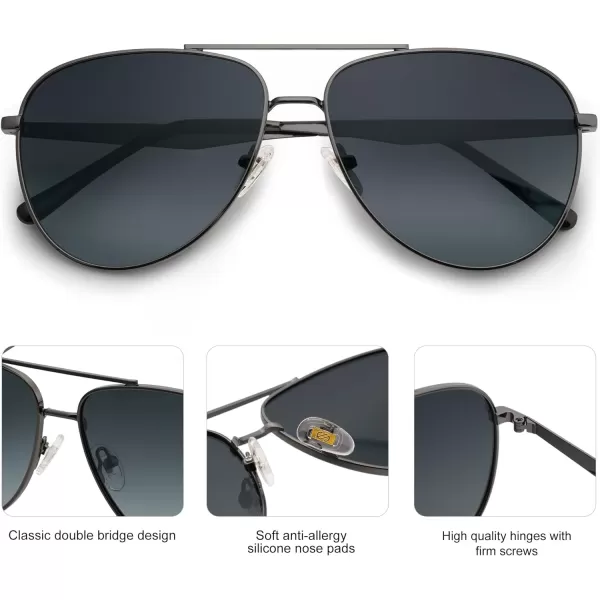 SOJOS Retro Oversized Aviator Polarized Sunglasses for Women Men Classic Large Metal Sun Glasses SJ1207AGunmetalGradient Grey