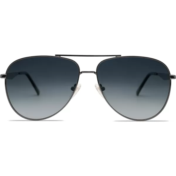 SOJOS Retro Oversized Aviator Polarized Sunglasses for Women Men Classic Large Metal Sun Glasses SJ1207AGunmetalGradient Grey