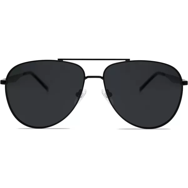 SOJOS Retro Oversized Aviator Polarized Sunglasses for Women Men Classic Large Metal Sun Glasses SJ1207AShiny BlackGrey