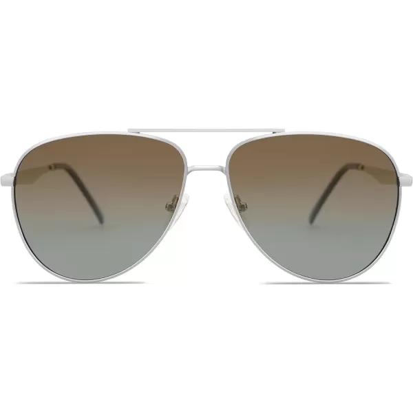 SOJOS Retro Oversized Aviator Polarized Sunglasses for Women Men Classic Large Metal Sun Glasses SJ1207ASilverLight Grey