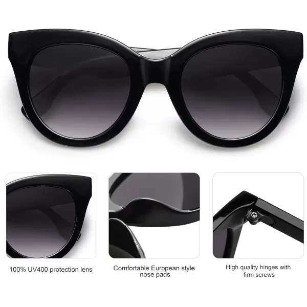 SOJOS Retro Oversized Cateye Sunglasses for Women Large Vintage Trendy Shades SJ2074BlackGrey