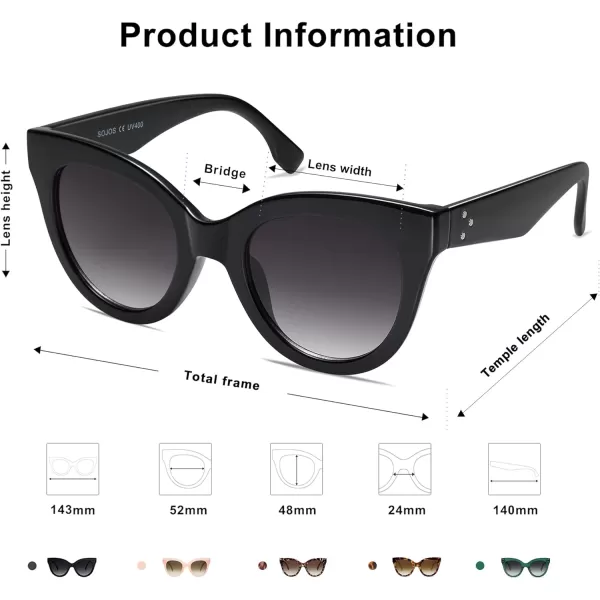 SOJOS Retro Oversized Cateye Sunglasses for Women Large Vintage Trendy Shades SJ2074BlackGrey