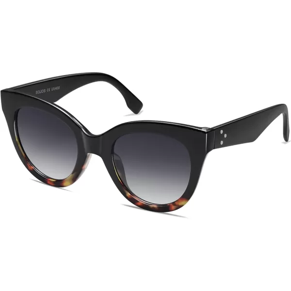 SOJOS Retro Oversized Cateye Sunglasses for Women Large Vintage Trendy Shades SJ2074BlackamptortoiseGrey