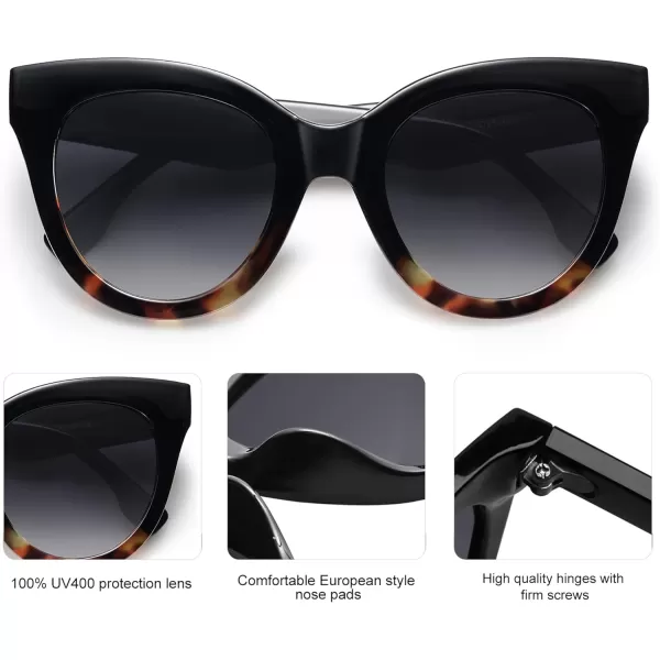 SOJOS Retro Oversized Cateye Sunglasses for Women Large Vintage Trendy Shades SJ2074BlackamptortoiseGrey