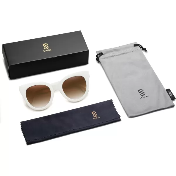 SOJOS Retro Oversized Cateye Sunglasses for Women Large Vintage Trendy Shades SJ2074CreamBrown