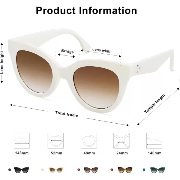 SOJOS Retro Oversized Cateye Sunglasses for Women Large Vintage Trendy Shades SJ2074CreamBrown