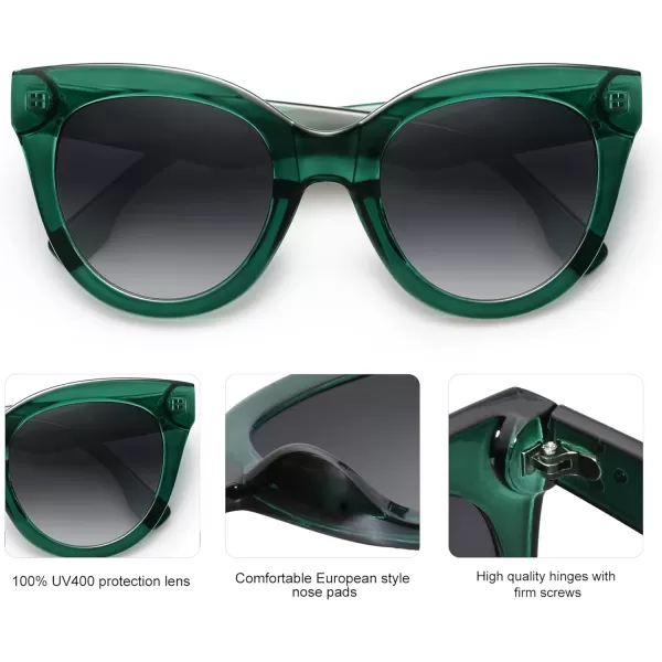 SOJOS Retro Oversized Cateye Sunglasses for Women Large Vintage Trendy Shades SJ2074GreenGrey
