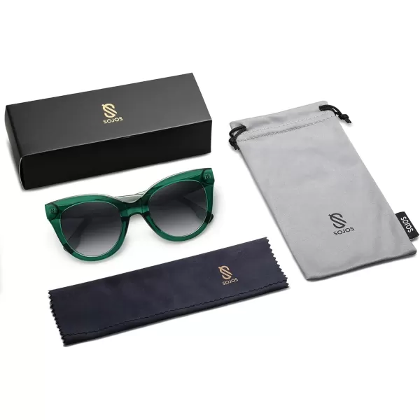 SOJOS Retro Oversized Cateye Sunglasses for Women Large Vintage Trendy Shades SJ2074GreenGrey