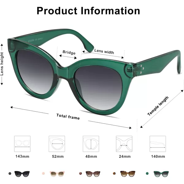 SOJOS Retro Oversized Cateye Sunglasses for Women Large Vintage Trendy Shades SJ2074GreenGrey
