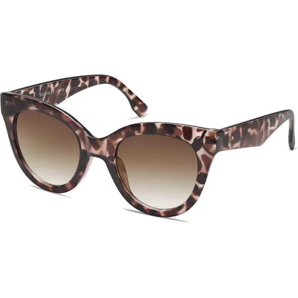 SOJOS Retro Oversized Cateye Sunglasses for Women Large Vintage Trendy Shades SJ2074LeopardBrown