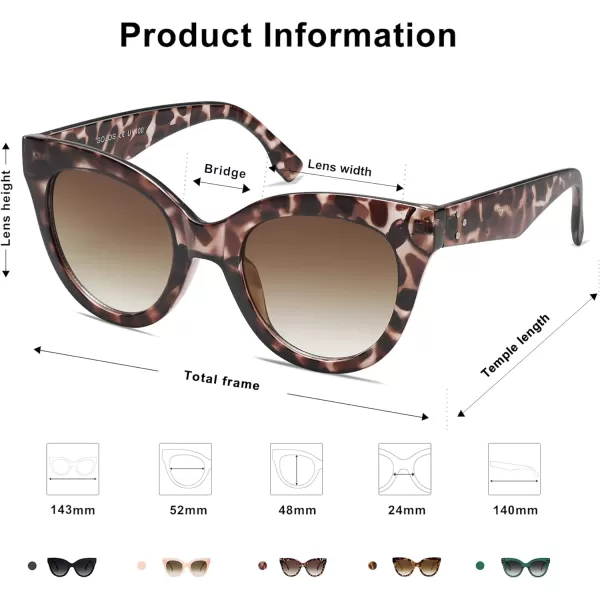 SOJOS Retro Oversized Cateye Sunglasses for Women Large Vintage Trendy Shades SJ2074LeopardBrown