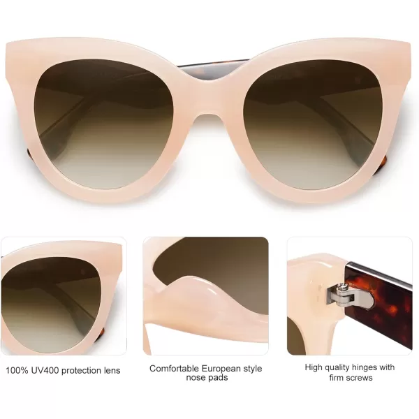 SOJOS Retro Oversized Cateye Sunglasses for Women Large Vintage Trendy Shades SJ2074Milky BrownBrown