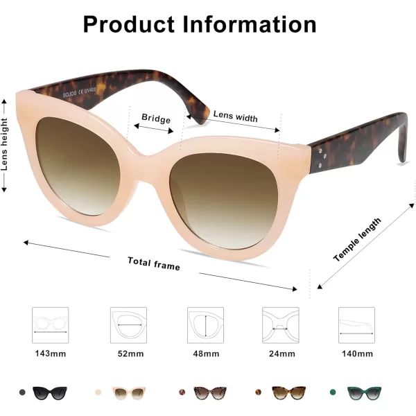 SOJOS Retro Oversized Cateye Sunglasses for Women Large Vintage Trendy Shades SJ2074Milky BrownBrown