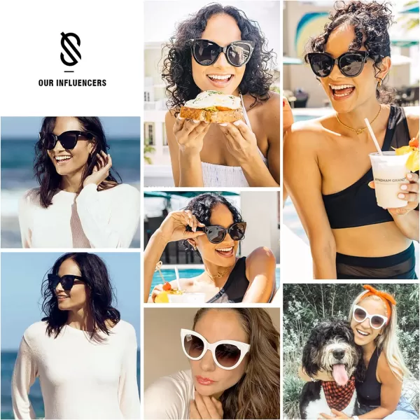 SOJOS Retro Oversized Cateye Sunglasses for Women Large Vintage Trendy Shades SJ2074Milky BrownBrown