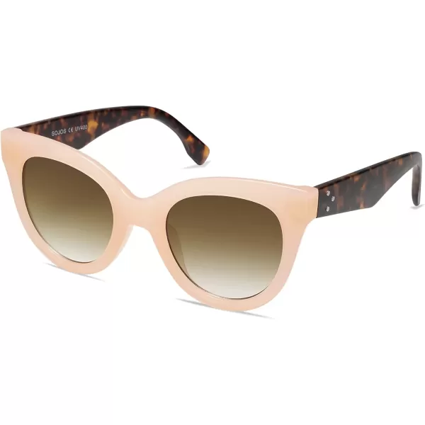 SOJOS Retro Oversized Cateye Sunglasses for Women Large Vintage Trendy Shades SJ2074Milky BrownBrown