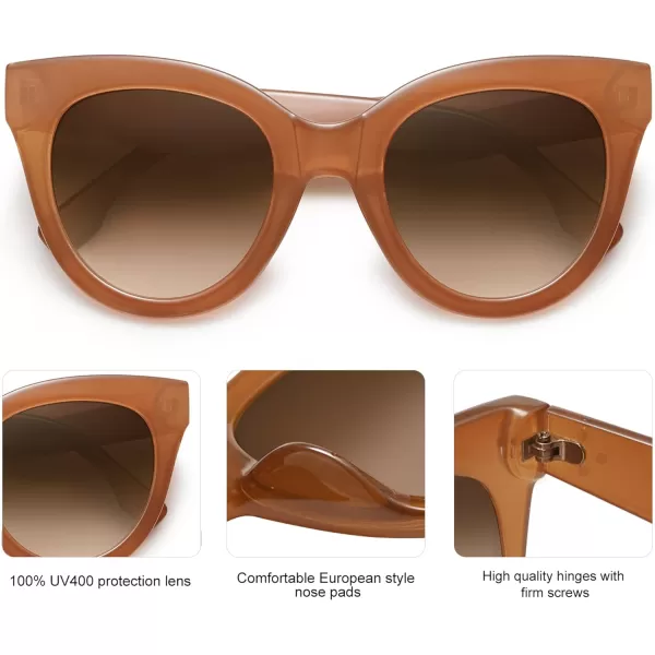 SOJOS Retro Oversized Cateye Sunglasses for Women Large Vintage Trendy Shades SJ2074OrangeBrown