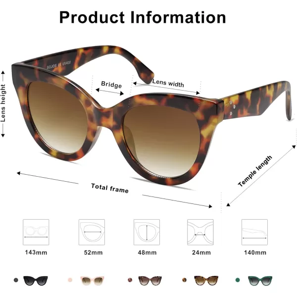 SOJOS Retro Oversized Cateye Sunglasses for Women Large Vintage Trendy Shades SJ2074TortoiseBrown